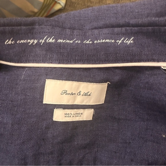 Porter‎ & Ash  Men's denim Blue Button-Up Shirt 100% Linen sz Large - Picture 4 of 7